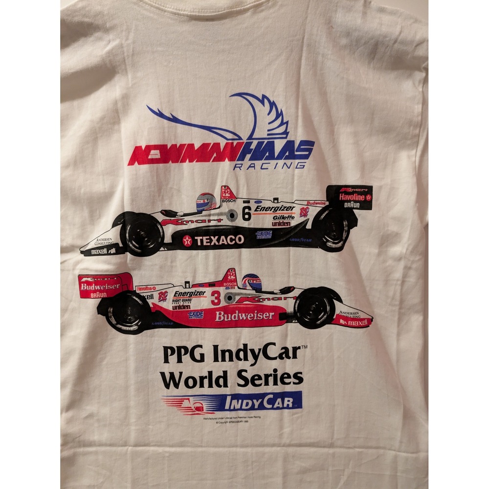 1995 Speedgear Newman Haas Racing T-Shirt Mens L White Excellent IndyCar Vintage